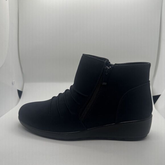 Judith Women's Size 10 M Ruched Wedge Booties Navy Blue Boots - Picture 11 of 13